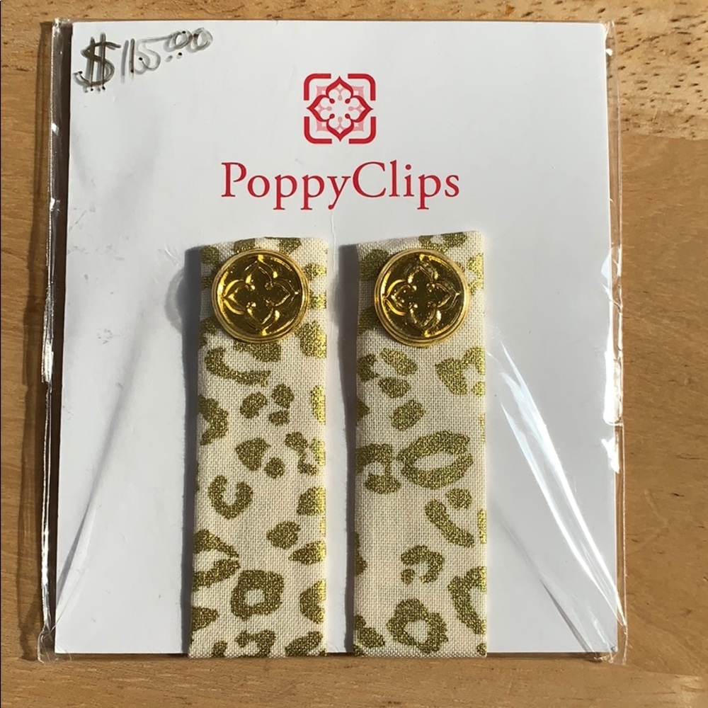Poppy clips- leopard print with gold accent
